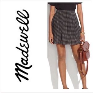 NWT Madewell Mini Houndstooth Pleated Skirt